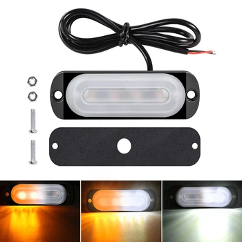 

10pcs Strobe 4 LED Light White Amber Emergency Hazard Flashing Tow Truck