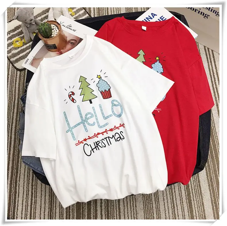 

Summer Casual Large Version Loose T-shirt Female Long Section Cartoon Print Round Neck Half-sleeved T-Shirts