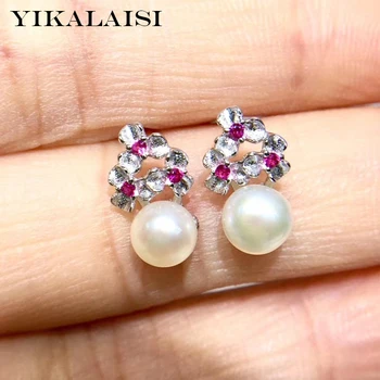 

YIKALAISI 925 Sterling Silver Jewelry Pearl Earrings 2019 Fine Natural Pearl jewelry 5-6mm stud Earrings For Women wholesale