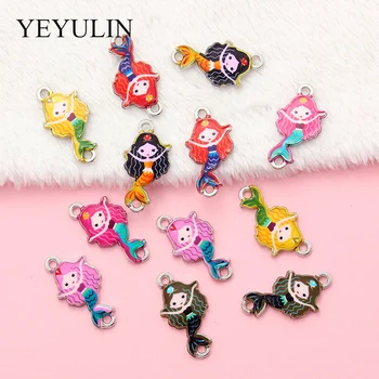 

Romantic Style DIY Ocean Alloy Connection Beach Charm Princess Charm Handmade Rhinestone Mermaid 10pcs