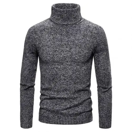 Dark Gray Модный мужской свитер на осень и зиму с высоким воротом, толстый теплый вязаный свитер, тонкий пуловер, теплый Свободный вязаный пуловер, свитер - Цвет: Dark Gray
