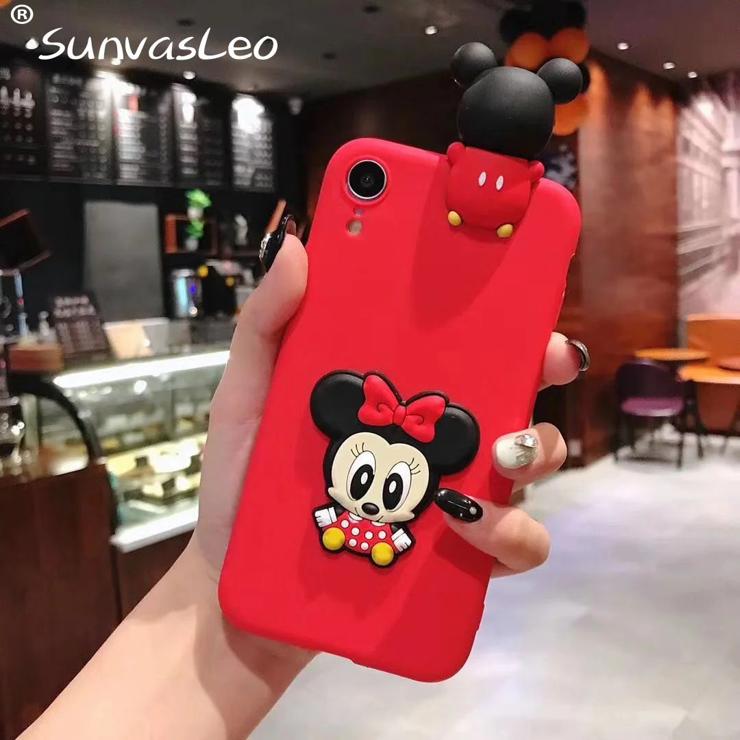 3D мультфильм животных мягкий чехол для телефона задняя крышка для samsung S6 S7 S8 S9 S10E S10 Плюс/M10 M20 M30/Note 8/9 A20 A30 A40 A50 A70 - Цвет: Red Minnie