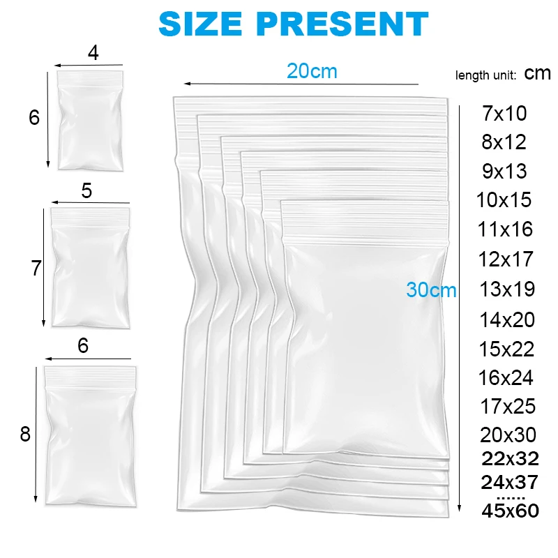 INTEGRITY-Reusable Clear Zip Lock Plastic Packaging Bag, Large Sizes,  Transparent, Self Sealing, Gifts, Clothes Storage Pouches