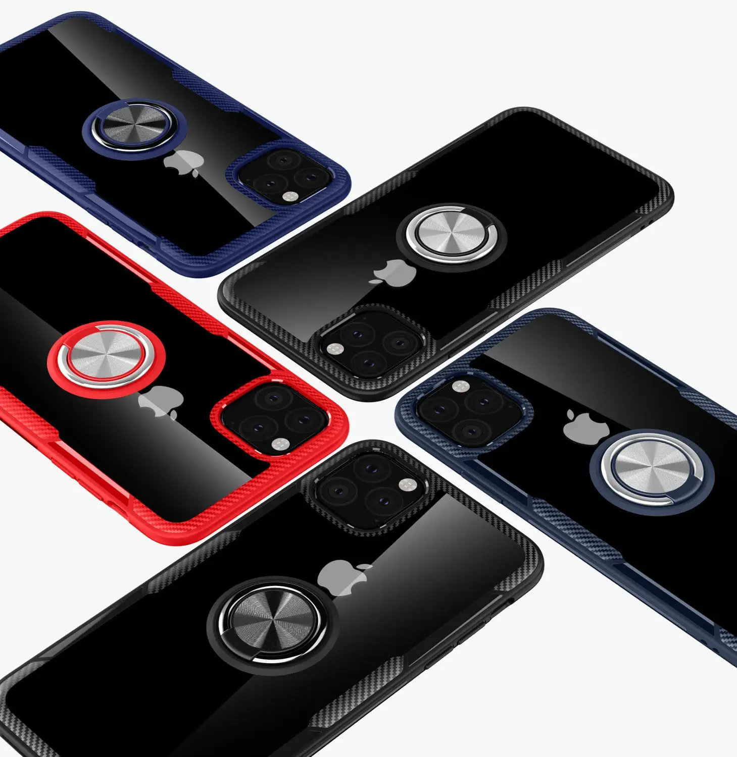 

Ring transparent iphone11 ProTPU case for iPhone11 6 6p 7 8p X XS MAX XR anti-fingerprint car magnetic phone case