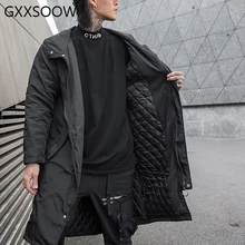 Хип хоп Уличная длинная куртка зимний, мужской, плотный, черный ветровка пальто куртки мужская одежда MG304