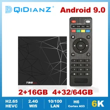 Android 9,0 T95MAX Smart tv Box телеприставка 6K HD USB 3,0 2,4G Wifi H6 четырехъядерный процессор Cortex A53 DDR3 медиаплеер T95 MAX 2 ГБ 4 ГБ