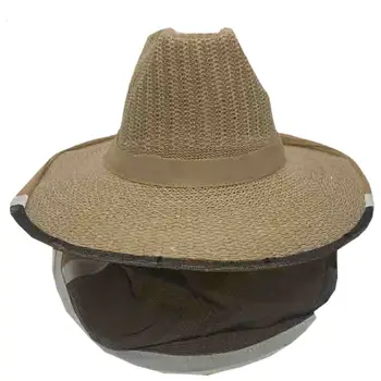

Natural Denim Mesh Professional Beekeeping Beekeepers Hat Veil Protective Face Mask for Bee Protection During Beehive