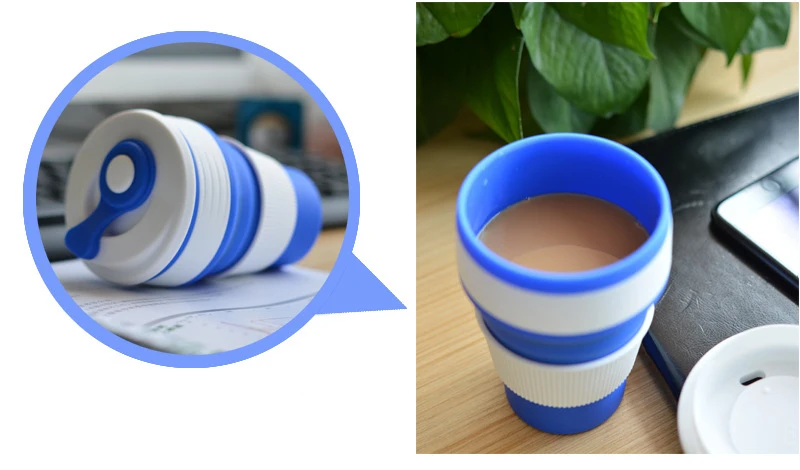 350 мл силиконовая складная чашка складная дорожная кофейная чашка, чашка с герметичной крышкой подходит для путешествий чашка