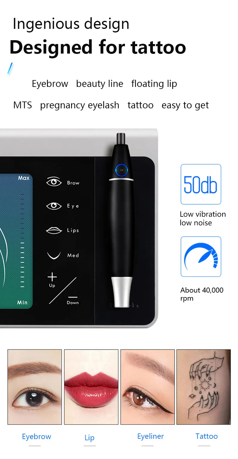 Высококачественный Перманентный макияж машина для бровей губ роторный аппарат для татуажа MTS PMU система с 50 шт Neeldes