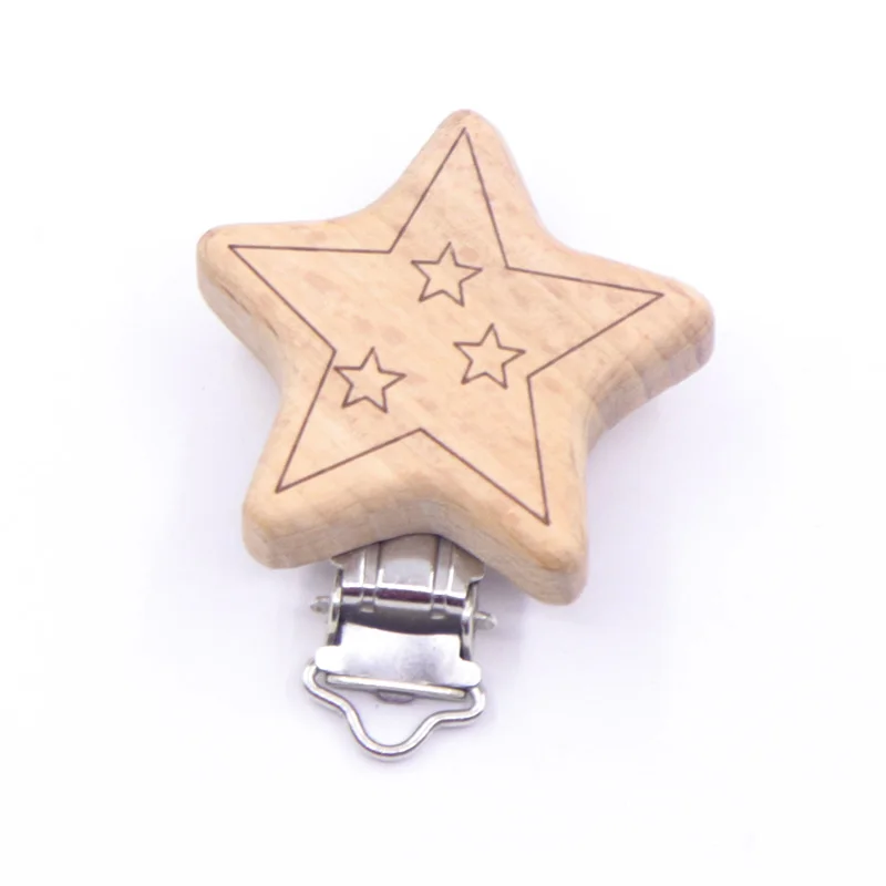 Kwd 9 Cute Style Wood Cartoon Animal Sucker Natural Chain Beech Beech Box Clip Diy Dummy Clip Accessories 5pieces pacifier clip,pacifier chain
