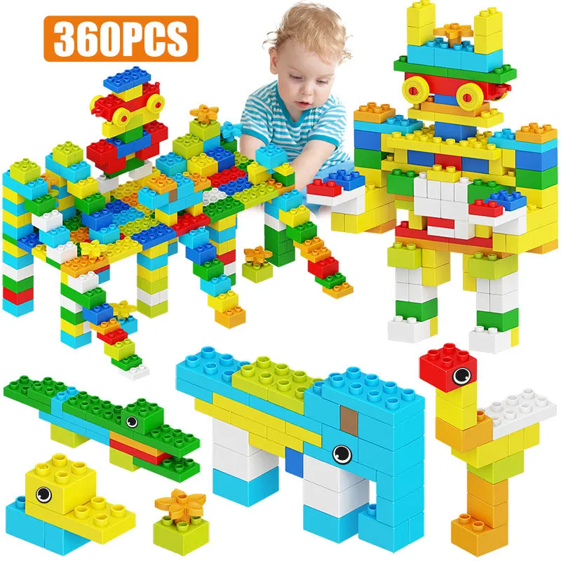 360 шт. большой размер животные серии Duplo строительные большие блоки креативный