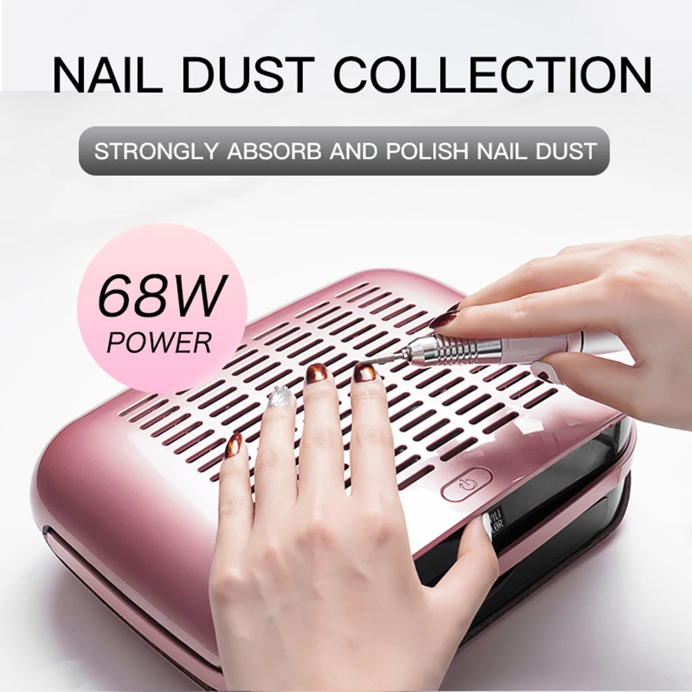 

68W 6000RPM Nail Suction Dust Collector Nail Vacuum Cleaner Low Noisy Machine Nail Drill Art Dust Suction Nail Art Manicure Tool