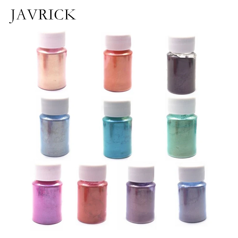 

10 Pcs Colorful Aurora Powder Dyed Polarized Powder Anti-sinking Bottom DIY Handmade Glitter Epoxy Mold Jewelry Making Material