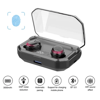 

LEORY TWS Wireless bluetooth Earphone Auto Pairing Smart Touch Earbuds HiFi Stereo DSP Noise Cancelling 3000mAh Headsets