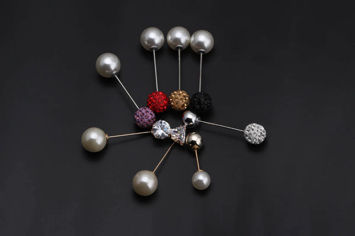 South Korea Crystal Pearl Brooch Women's Corsage Sweater Brooch Decoration Pin Autumn And Winter Coat Collar Pin Accessories