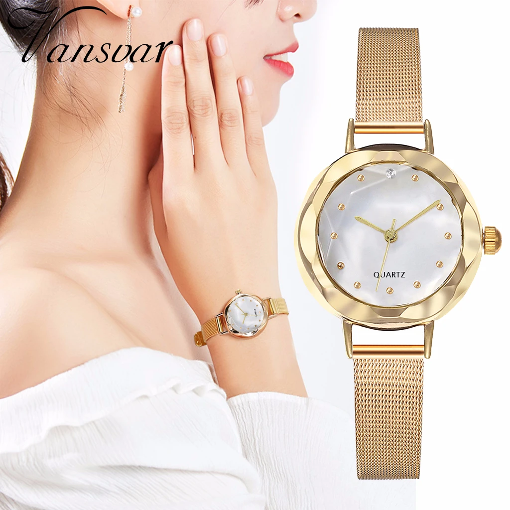 

Women Silver & Gold Mesh Belt Watch Luxury Unique Ladies Quartz Watches Relogio Feminino