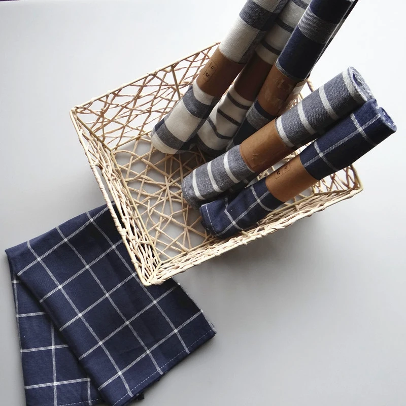  5Pcs Cotton Table Napkins Cloth Tea Towel Absorbent Dish Cloth Scouring Pad Kitchen Towels Cleaning