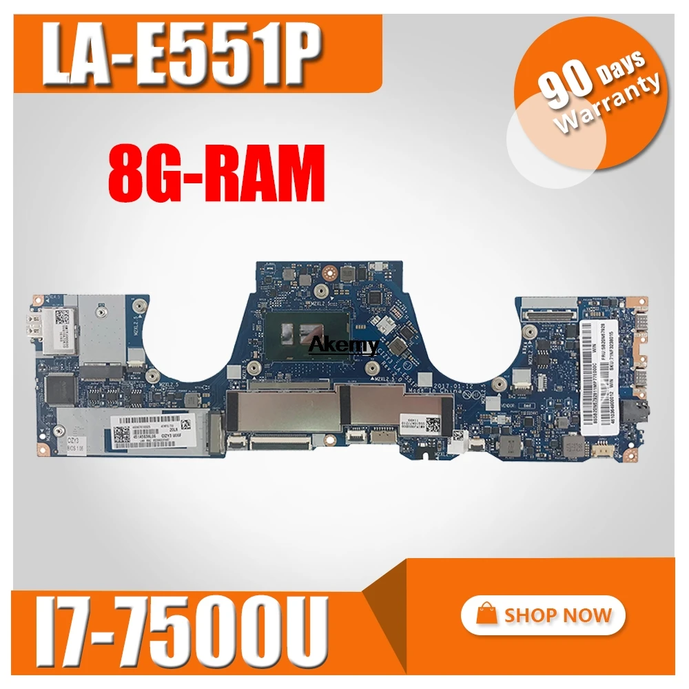 

CIZY3 LA-E551P Laptop motherboard for Lenovo YOGA 720-13IBK Test original mainboard 8G-RAM I7-7500U