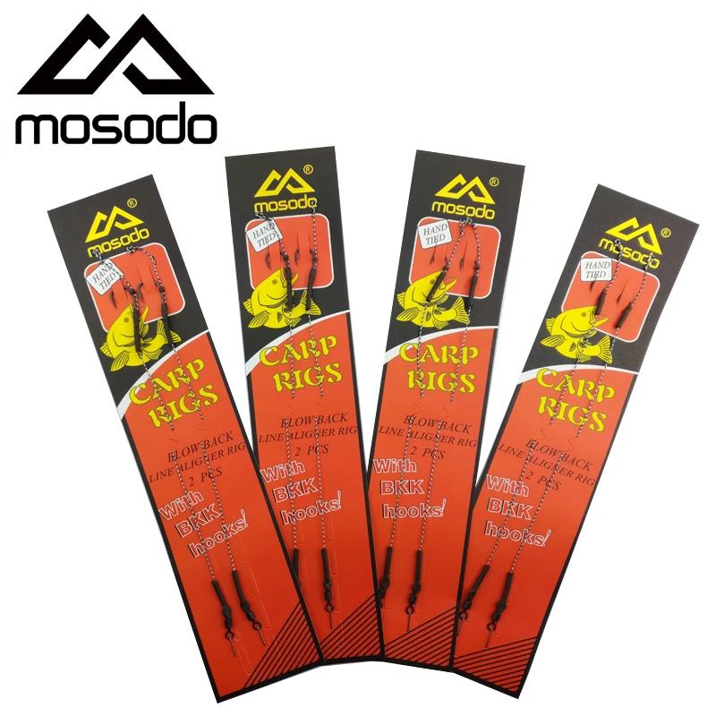 Mosodo, 2 шт., рыболовные снасти для ловли карпа с крючками BKK, с защитой от зацепок, шелковистые, мягкие, тонущие, линия для ловли карпа, Выравнивающая установка, размер 2, 4, 6, 8