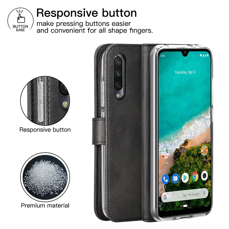 Чехол из натуральной кожи для Xiaomi CC9E, чехол-книжка с откидной крышкой-бумажником для Xiaomi CC9E, чехол-книжка с магнитной подставкой