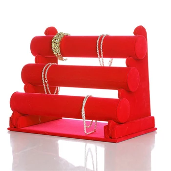 

Three Tier Velvet Jewelry Stand Bracket Bracelet Necklace Watch Holder Display Rack