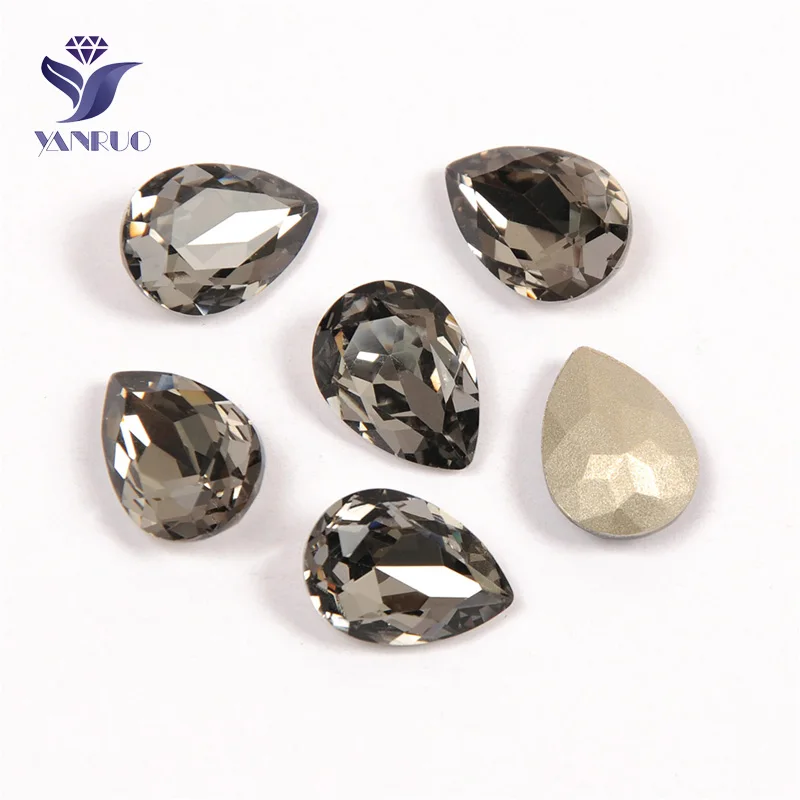 Black Diamond Yanruo 4320 стразы из Искусственного хрусталя поделки драгоценные камни каплевидные K9 Точка обратно Швейные Стразы все для рукоделия и украшения - Цвет: Black Diamond