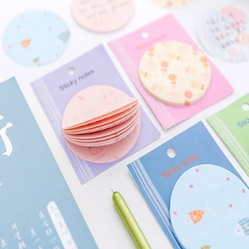 

40packs/lot Round Shape Memo Sticky Note creative Set of notes Writing is fluent Note pad color note home Students use