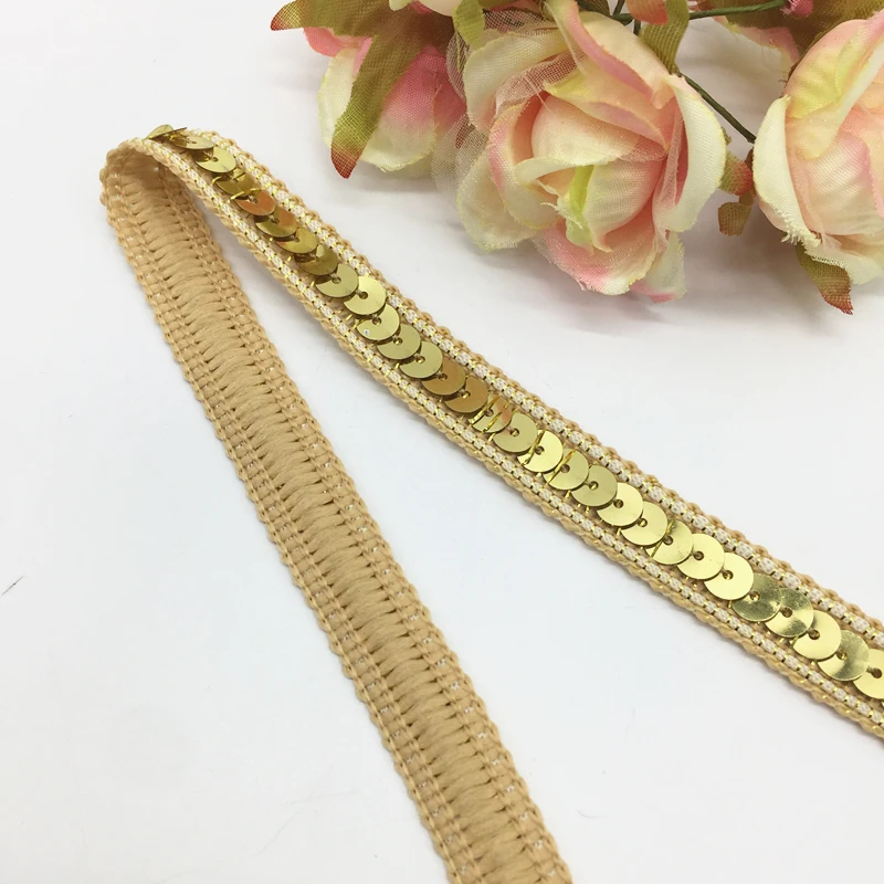 Sequins Ribbon 3 yards 13mm Sequins Ribbon Lace Trim Sequin Fabric For Dress Clothes Headdress Bridal Sewing Accessories DIY