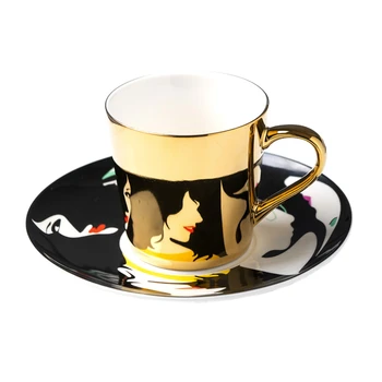

Mirror Coffee Mugs Specular Reflection Queen Ceramic Tea Cups And Saucers With Spoon Creative Coffeeware