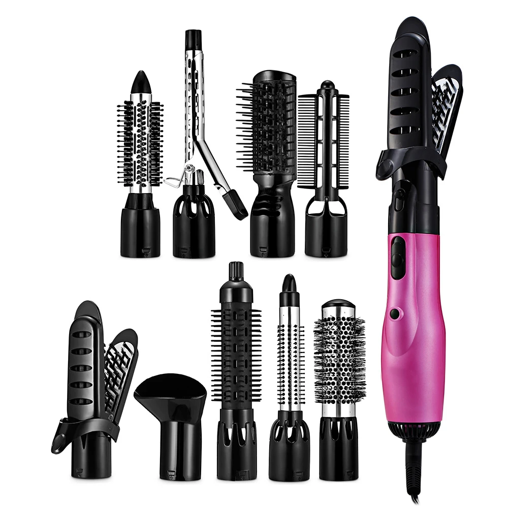 

HC8111 9-In-1 Electric Hair Styling Curler Rotating Hot Dryer Straightener Dry&Wet Use 360 Degree Power Cord 1000W EU Plug