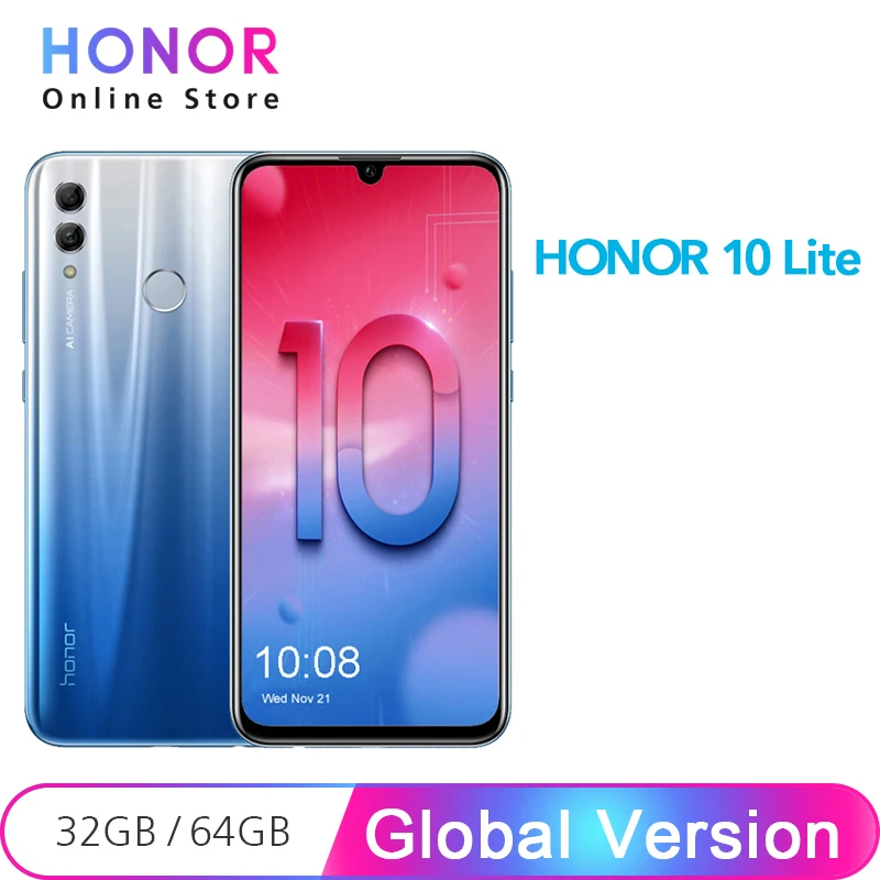 Глобальная версия смартфона Honor 10 Lite 32 ГБ/64 ГБ 6 21 дюйма экран 2340x1080 Восьмиядерный 24