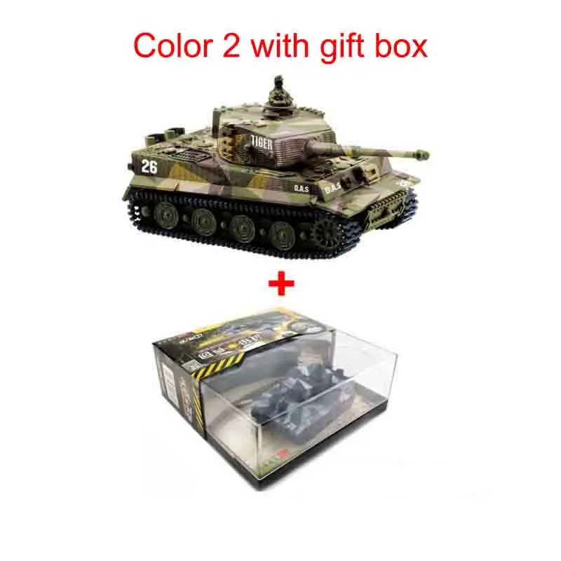Color 2 with box Военный Радиоуправляемый гусеничный танк с дистанционным управлением, симулятор Armos, корпус, тигр, Боевая модель, взаимный бой, армейские игрушки для детей 6 лет - Цвет: Color 2 with box