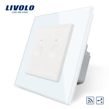 Livolo ЕС Стандартный сенсорный пульт дистанционного управления, белая кристальная стеклянная панель, 2 банды 2Way, AC 220~ 250 В, без пульта дистанционного управления, без логотипа