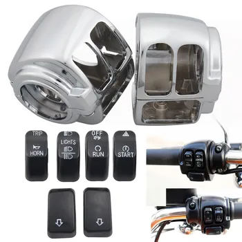 

Motorcycle Handlebar Controls Chrome Switch Housings Cover Switch Caps Button For Harley Dyna Sportster Softail Fat Bob