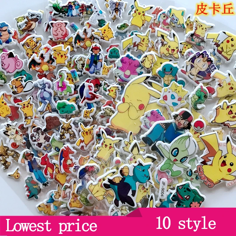 Pegatinas Pokemon insignia hojas 3D burbuja hinchada pegatinas de dibujos animados Pikachu impermeable DIY Etiqueta de PVC álbum regalos para insignia para niños