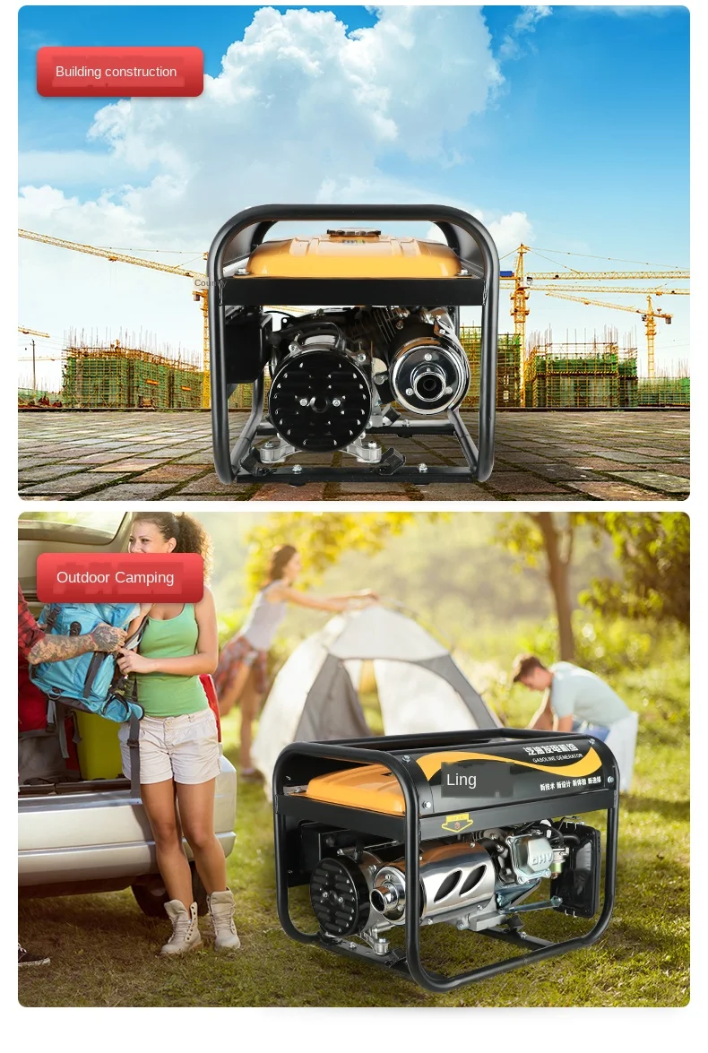 Gerador de Gasolina Mudo ao ar v e 380 mão Casa Pequena Monofásica v 5 kw Trifásico Livre 220 Gerador de gasolina (mão) casa pequena monofásica