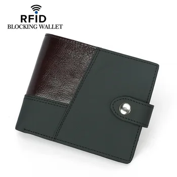 

Men's Wallet Made of Genuine Leather RFID Blocking Wallet Short Hasp Fashion Cow Leather Purse Identity Protection Men's Wallets