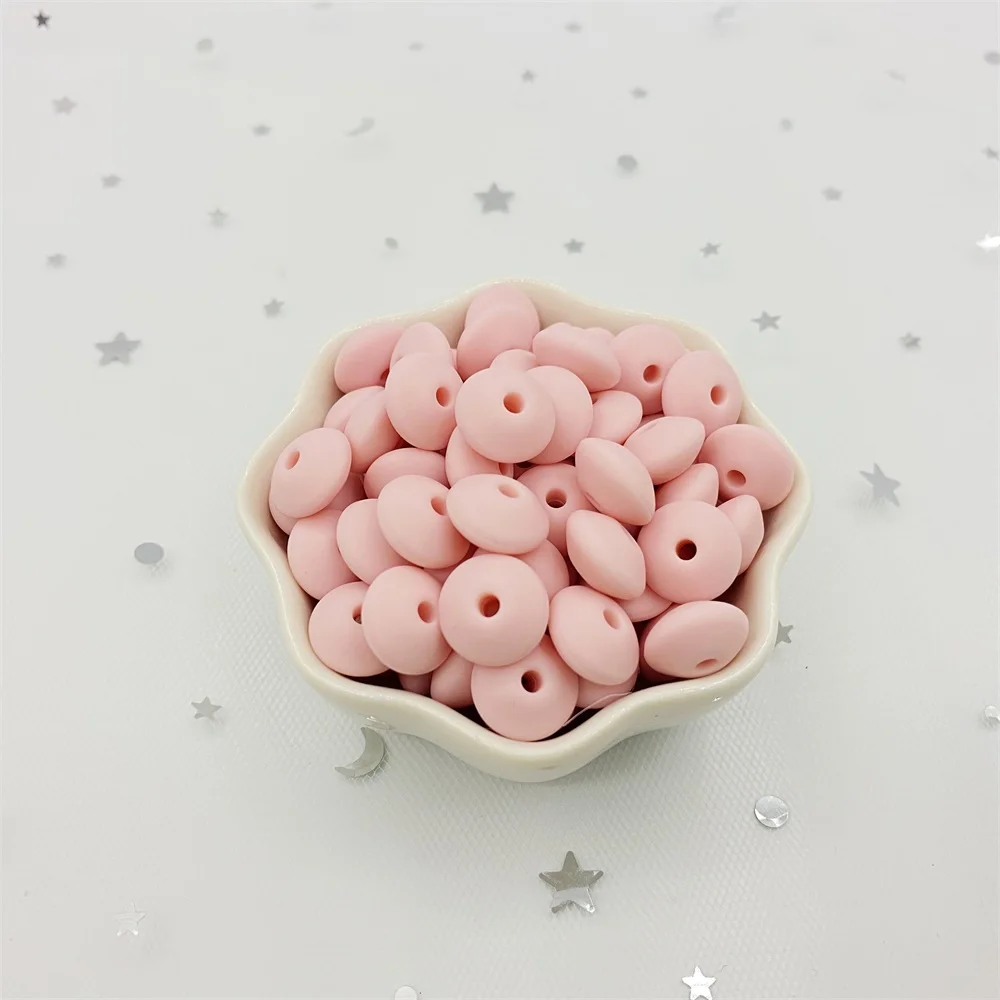 100Pcs Silicone Lentil Beads BPA Free Food Grade Abacus Beads Pacifier Chain necklace DIY Making Baby Teething Teether Toys
