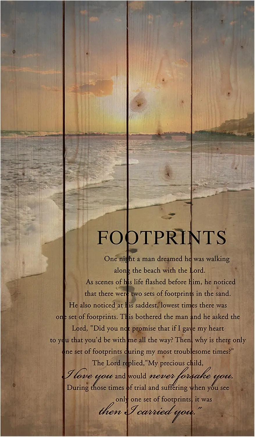 

Footprints in the Sand Beach Scene Art Film Print Silk Poster Home Wall Decor 24x36inch