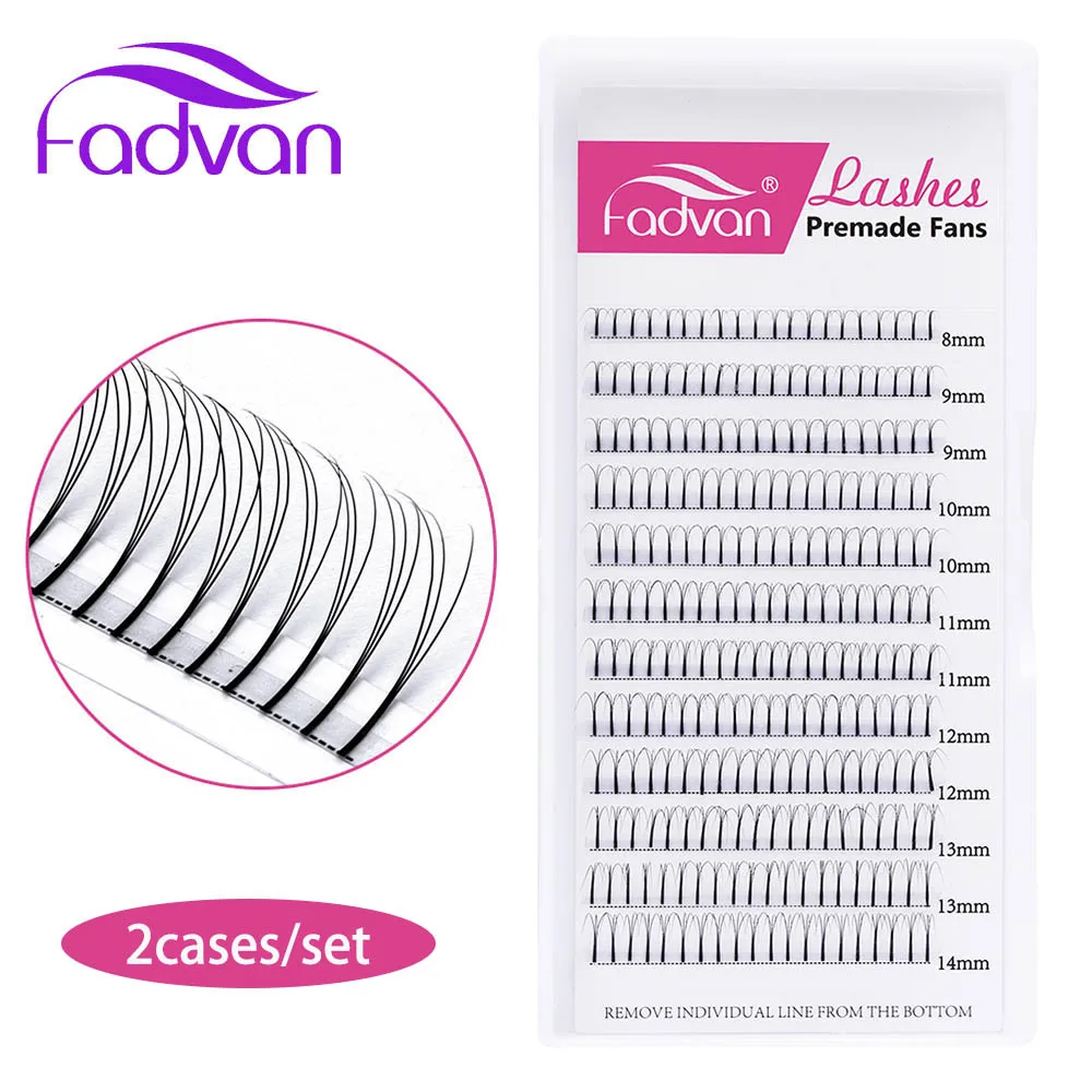 2cases/set Fadvan Premade Eyelash Extensions Eyelash Extension Supplies Private Label 3d/5d Fans False Eyelashes