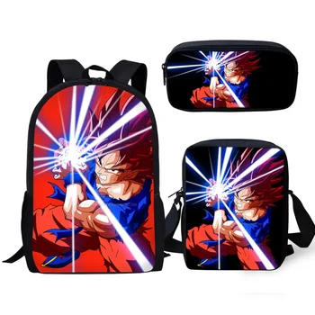 

3PCs/Set Children's Backpack Dragon-Ball-Z Pattern Kids School Bags Set Cartoon Anime Book-Bags Women's Pack Package