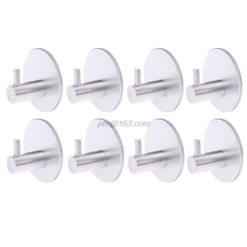 

8 Pcs Round Self Adhesive Hooks Home Kitchen Wall Door Hook Clothes Coat Bag Key Hanger Bathroom Towel Holder Storage Aluminum