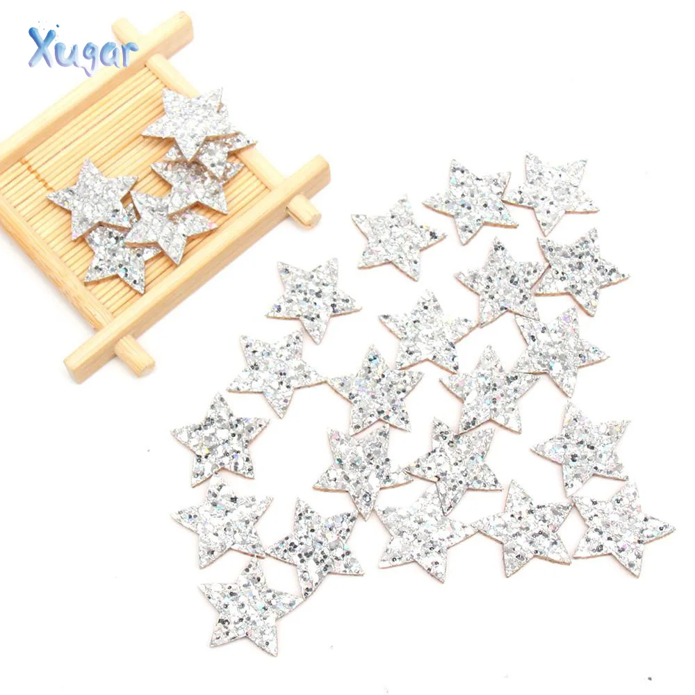 

50pcs/lot 2.5cm Glitter Patches Cute Star Patch DIY Apparel Sewing Appliques Material Patches For Clothing Garment Decoration
