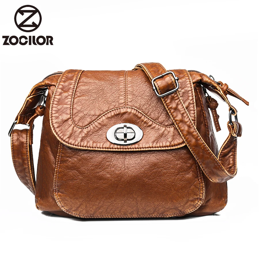 

Vintage women Handbag Female Soft Washed Leather Purses and Handbags Designer Bags Famous Brand Women Bag Crossbody Bags