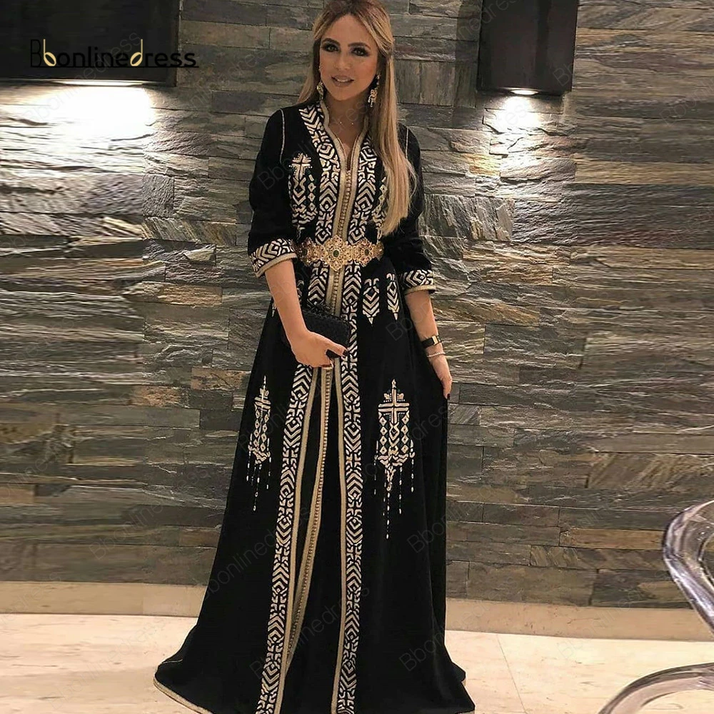 Bbonlinedress Black Evening Dresses 2020 Embroidery Sleeves Moroccan Caftan  Prom Dress Women Night Wear Formal Party Gowns - Evening Dresses -  AliExpress