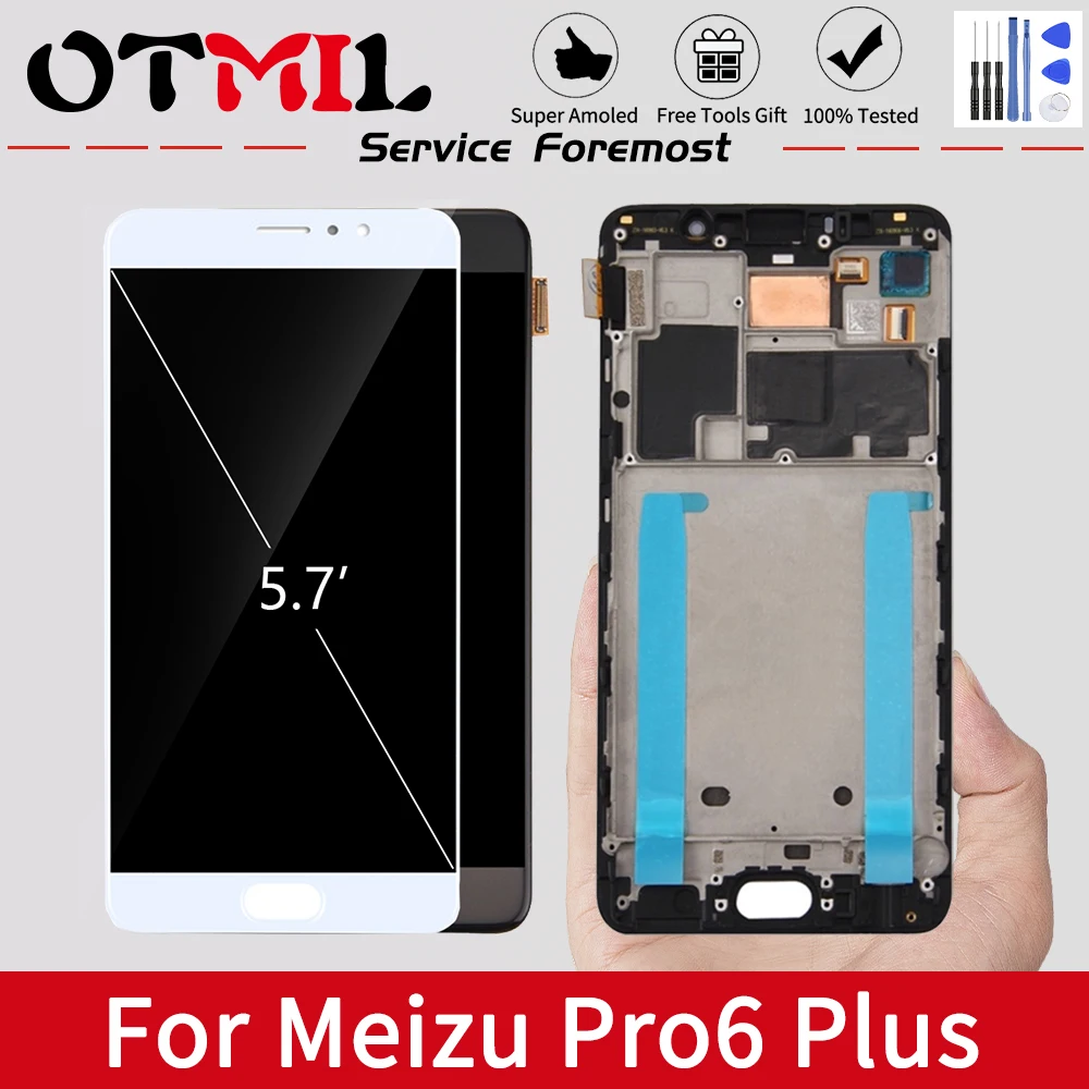 

OTMIL Voor Meizu Pro6 Plus Display AMOLED Voor MEIZU Pro 6 Plus Lcd-scherm met Frame Pro 6 P Screen Voor Meizu Pro6 + Display