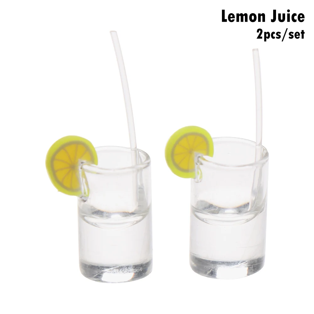 Lemon Juice 2 шт./лот Мини Миниатюрный Кукольный дом аксессуары чашки игрушки смолы лимон воды Кубок кукольный домик мини кухня игрушка Фея Украшения Сада - Цвет: Lemon Juice
