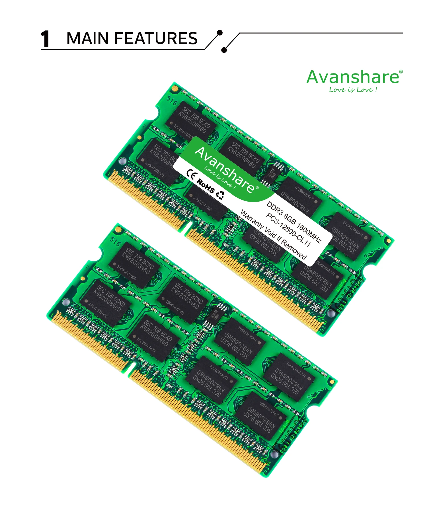 Оперативная память ноутбука Avanshare ddr3l sodimm 4GB 8GB 1333MHz или 1600MHz 1,35 V PC3L