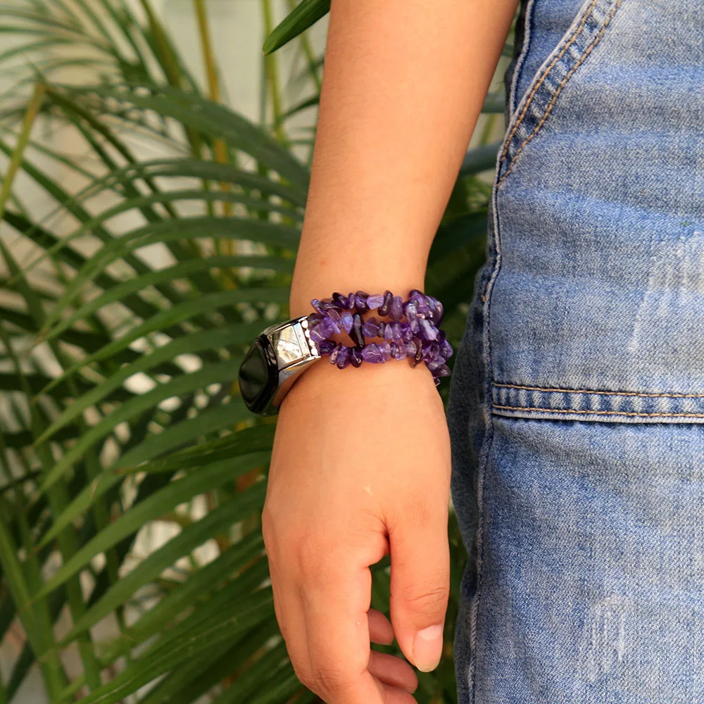 Pulseira de Relógio Faça Você Mesmo para mi Band Faixas com Pedra Natural Frisado Pulseira de Jóias para Xiaomi mi Banda Feminino Elegante Pulseira de Relógio - Image 2