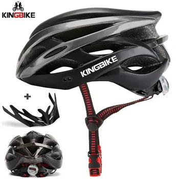

KINGBIKE Cycling Helmet Matte Black Bicycle Helmets Men Women MTB Road Bike Helmet Casco Ciclismo Bicycle Warning light Helmets